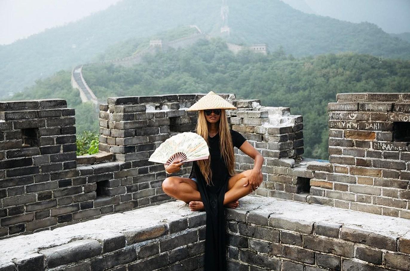 Baby       's First Slide! See Ciara Ride Down the Great Wall of China with 3-Month-Old Daughter Strapped to Her    Chest