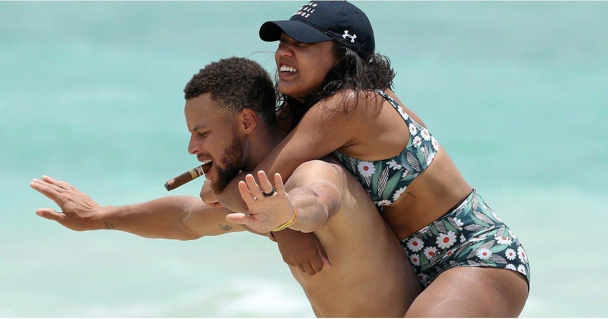 Stephen Curry Goes Shirtless For a Beach Day With Ayesha, and We Are All So Blessed