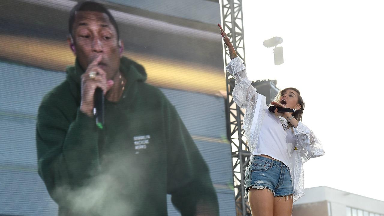 Miley Cyrus and Pharrell Williams Team Up for Surprise One Love Manchester Duet, Address Crowd in Emotional Speeches