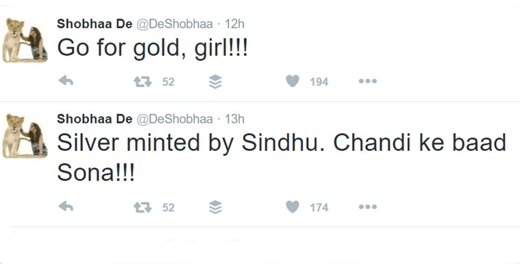 Shobhaa Des silver princess tweet on PV Sindhu gets tweeple a-trolling again Shobhaa Des silver princess tweet on PV Sindhu gets tweeple a-trolling again