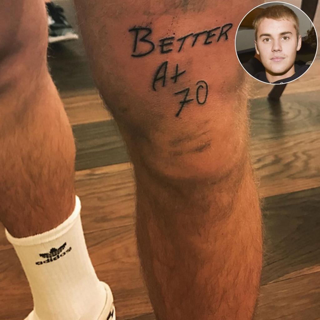 Justin Bieber's New Tattoo Reminds Him to Be 'Better at 70' and Urges Fans to Get Matching Ink