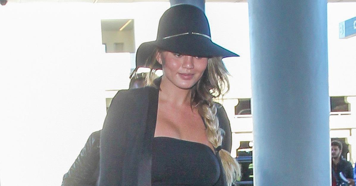 A Smiley Chrissy Teigen Catches a Flight in La Just Days Aft