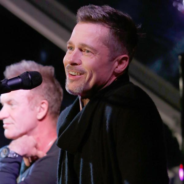 Brad Pitt Is All Smiles at Rare Post-Split Appearance at Celebrity Charity and Rock Event