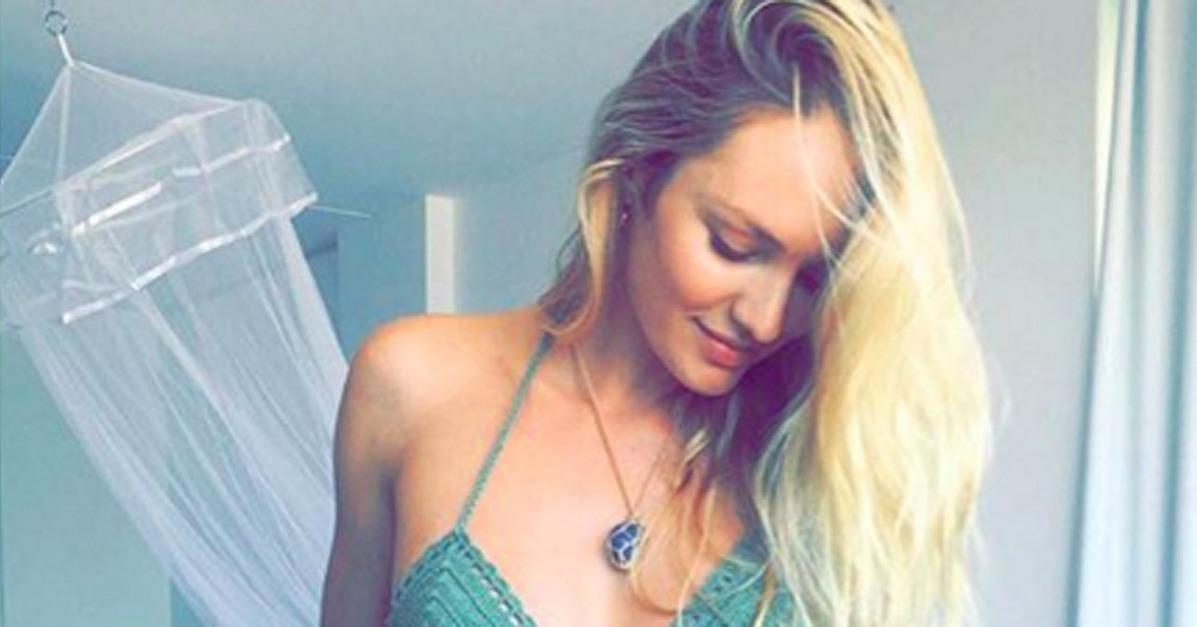Candice Swanepoel Shows Off Her Bare Baby Bump in a Sexy Gre