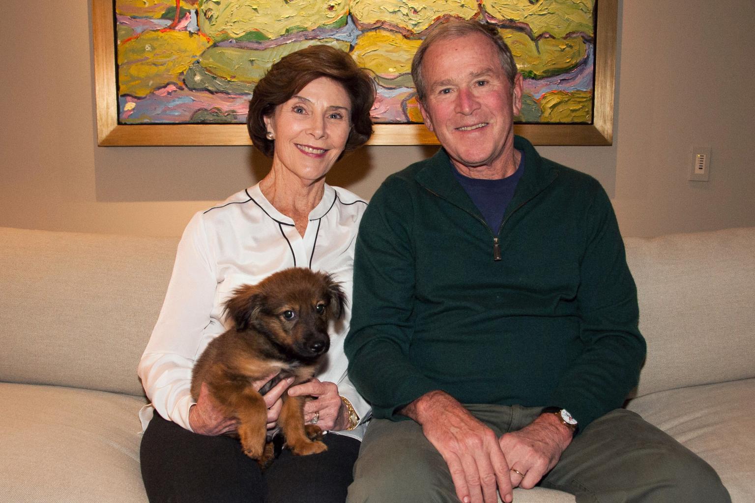 George W. Bush and Wife Laura Adopt Adorable New Puppy Named Freddy