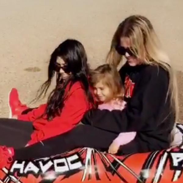 Khloe Kardashian, Kourtney Kardashian and Penelope Disick Play in the Snow in Los Angeles on Christmas Eve