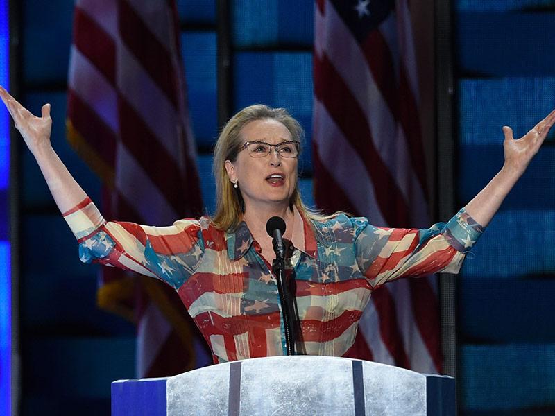 Meryl Streep Gives Powerful Speech as Hillary Clinton Trumps Donald in Convention Star Power