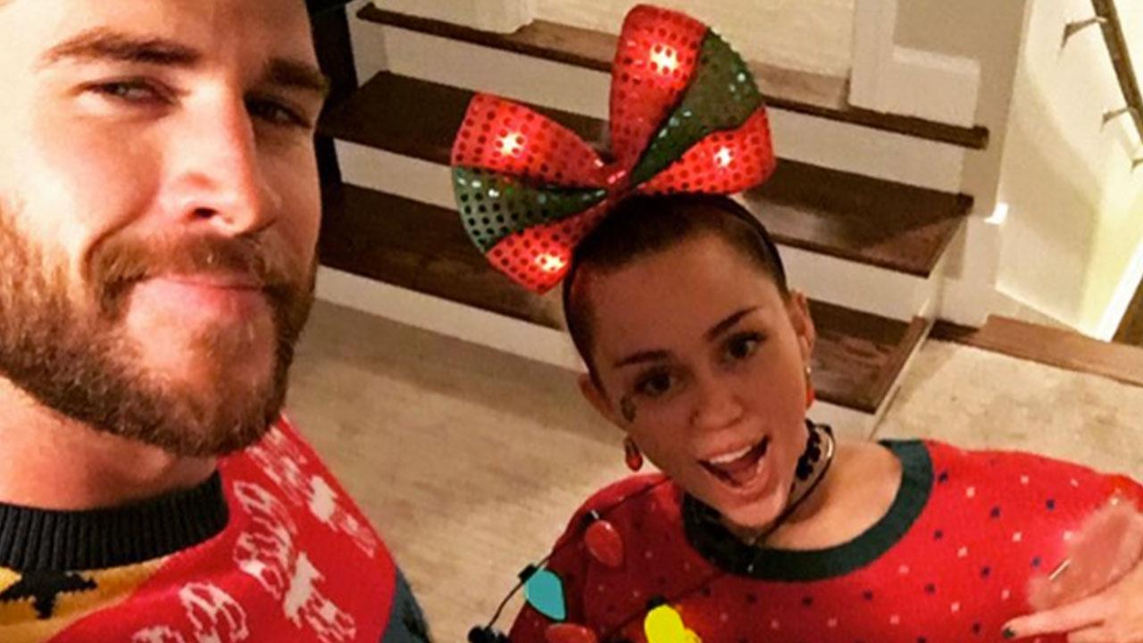 Miley Cyrus and Liam Hemsworth Rock Ugly Christmas Sweaters For Holiday Party With Chris Hemsworth and Elsa Pataky