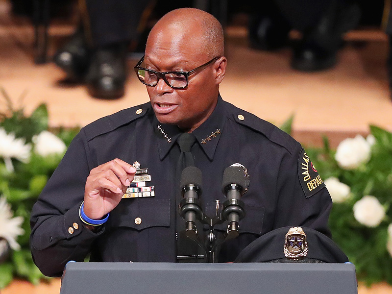 Watch: Emotional Dallas Police Chief Quotes Stevie Wonder Lyrics at Memorial for His Five Slain Officers