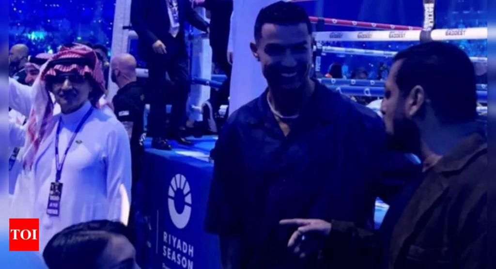 Salman Khan and Cristiano Ronaldo spotted having a friendly chat at the boxing match viral pictures and videos silence trolls Hindi Movie News Times of India