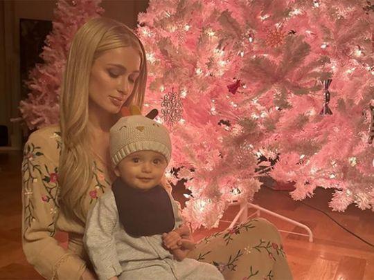 Socialite Paris Hilton celebrates baby girl with a pink Christmas
