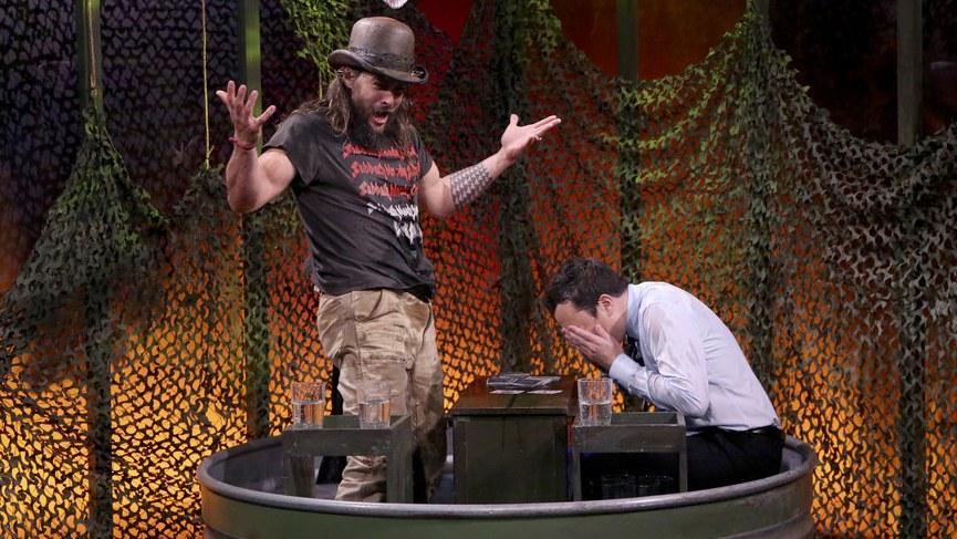 Jason Momoa Gets Really Really Into Beating Jimmy Fallon at Party Games