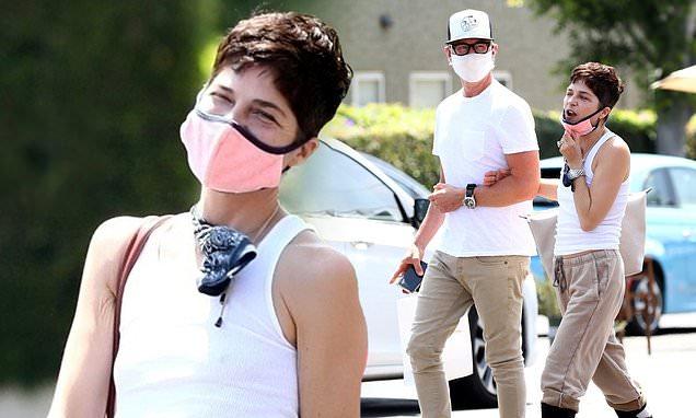 Selma Blair oozes casual style as she dons sweatpants and a face mask