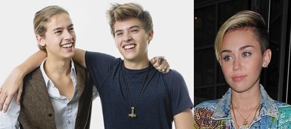 Cole Sprouse, Dylan Sprouse and Miley Cyrus