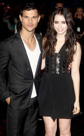 Exes Taylor Lautner and Lily Collins Reunite for Abduction Premiere