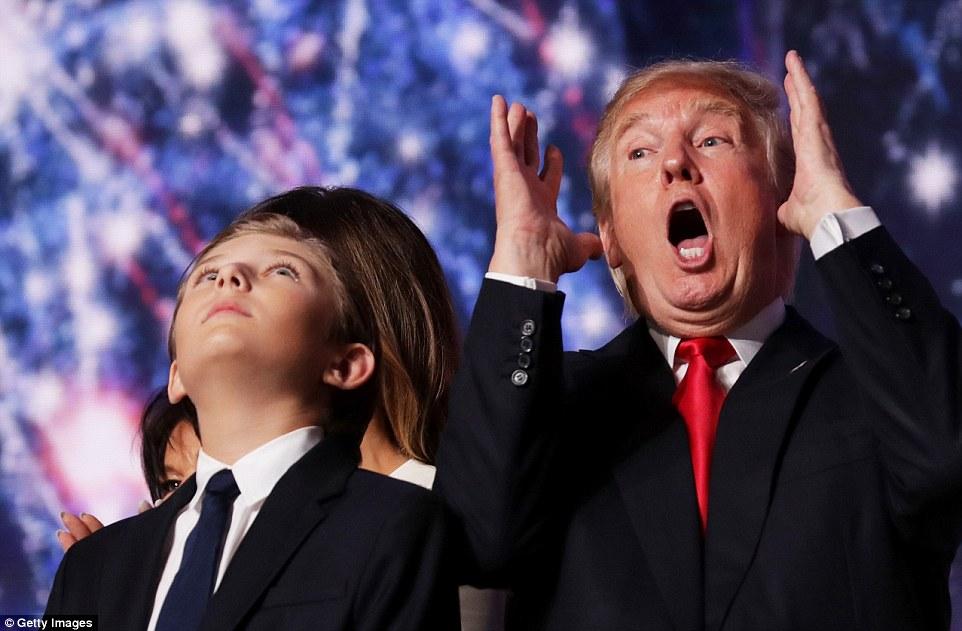 Donald Trump's Son Barron Supports Him At His RNC Speech   Daily