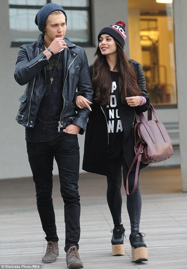 Vanessa Hudgens strolls arm-in-arm with boyfriend Austin Butler in sky