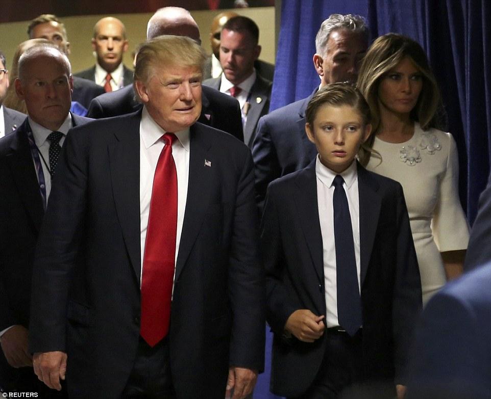 Donald Trump's Son Barron Supports Him At His RNC Speech   Daily