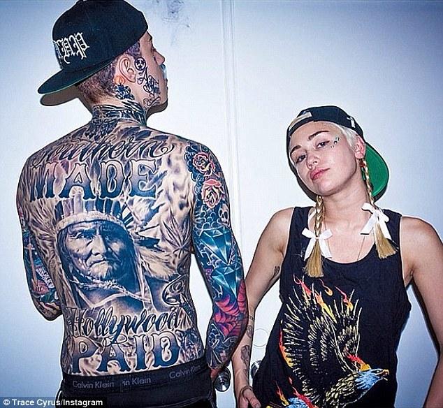 Miley Cyrus's Brother Trace Shows Off His Almost Entirely Tattoo