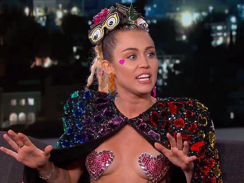 Miley Cyrus Wears Pink, Heart-Shaped Breast Pasties On Jimmy Kimmel