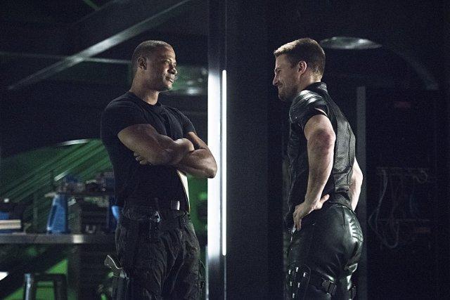 Still of David Ramsey and Stephen Amell in Arrow (2012)