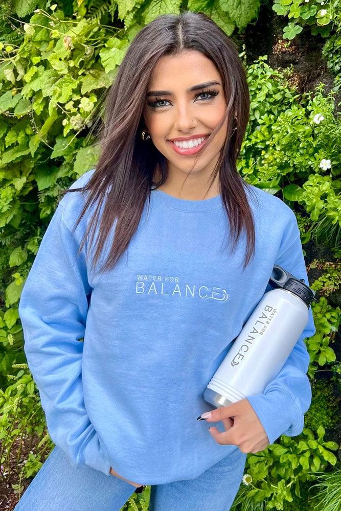 Gal Akbari: Water for Balance Sky Blue Crewneck  Fanjoy