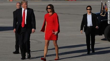 Melania Trump Arrives Solo To Air Base As First Couple Heads To