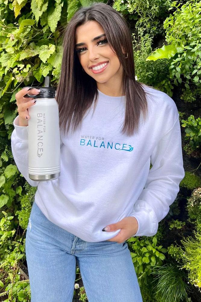 Gal Akbari: Water for Balance White Crewneck  Fanjoy